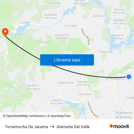 Torremocha De Jarama to Alameda Del Valle map
