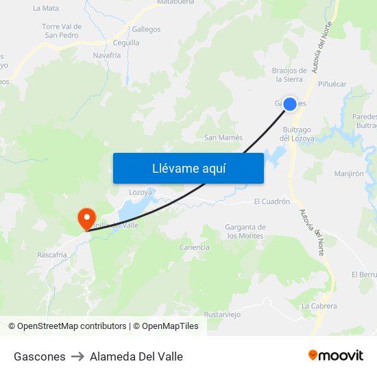 Gascones to Alameda Del Valle map