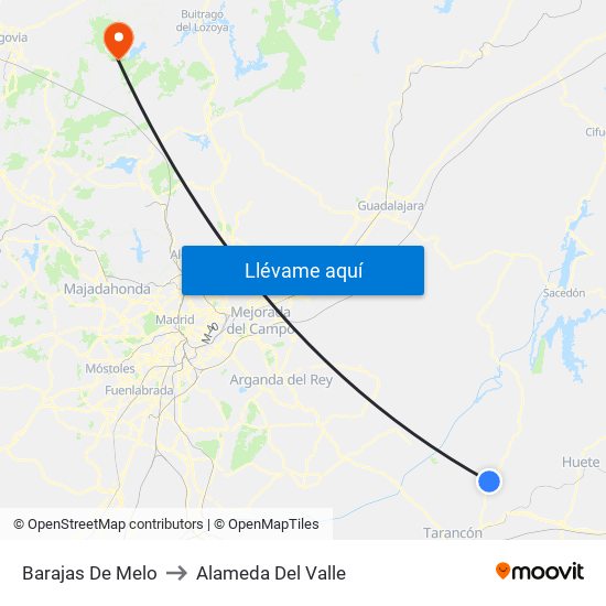 Barajas De Melo to Alameda Del Valle map