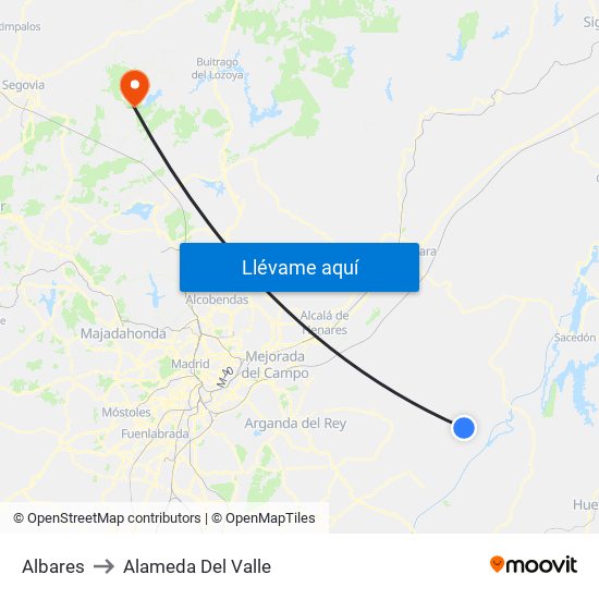 Albares to Alameda Del Valle map