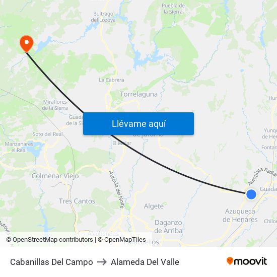 Cabanillas Del Campo to Alameda Del Valle map