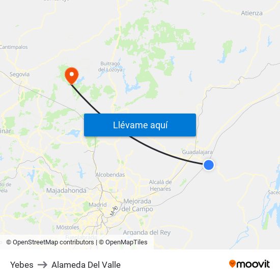 Yebes to Alameda Del Valle map