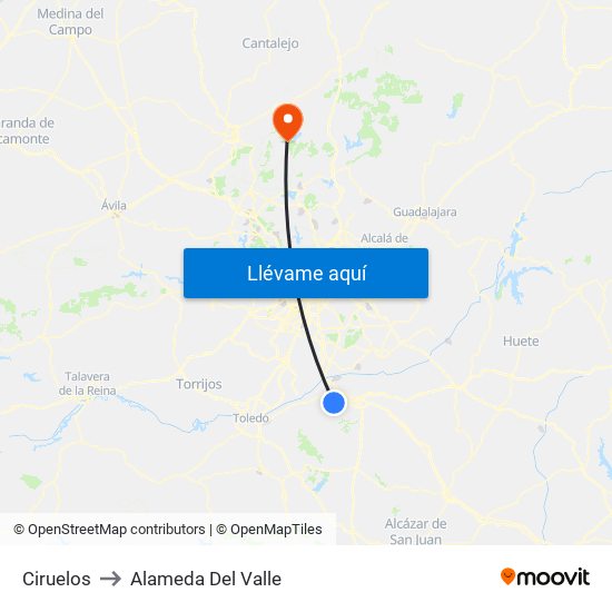 Ciruelos to Alameda Del Valle map