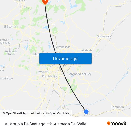 Villarrubia De Santiago to Alameda Del Valle map