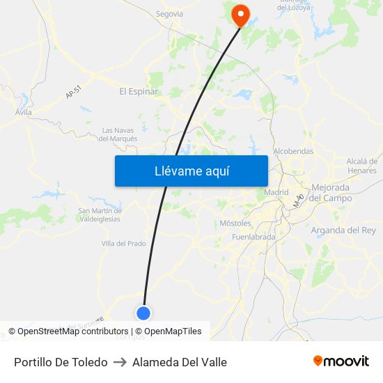 Portillo De Toledo to Alameda Del Valle map
