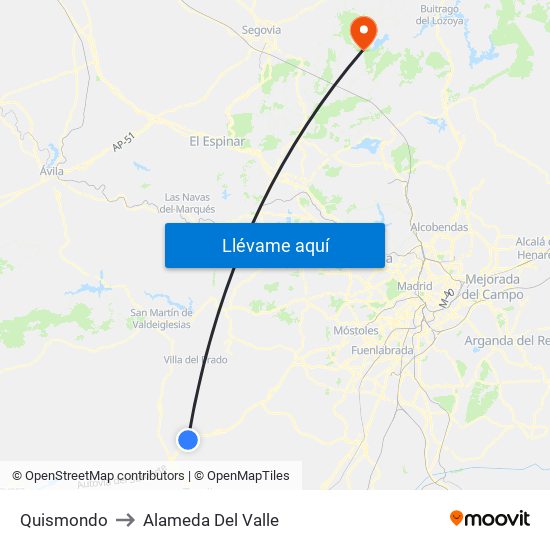 Quismondo to Alameda Del Valle map