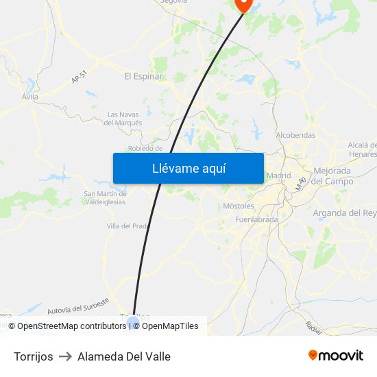 Torrijos to Alameda Del Valle map