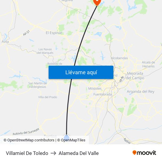 Villamiel De Toledo to Alameda Del Valle map