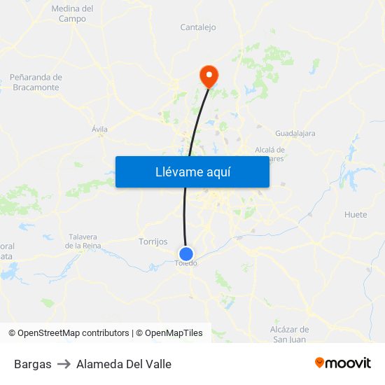 Bargas to Alameda Del Valle map