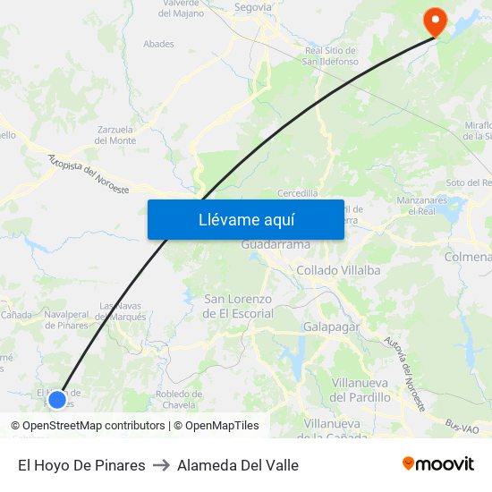 El Hoyo De Pinares to Alameda Del Valle map