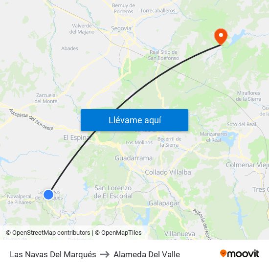 Las Navas Del Marqués to Alameda Del Valle map