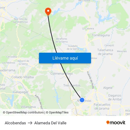 Alcobendas to Alameda Del Valle map