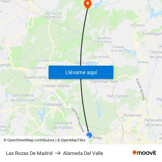 Las Rozas De Madrid to Alameda Del Valle map