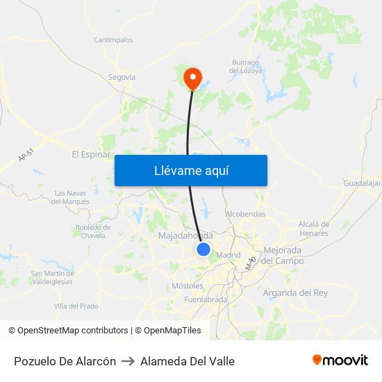 Pozuelo De Alarcón to Alameda Del Valle map