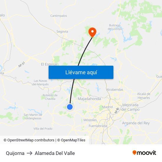 Quijorna to Alameda Del Valle map