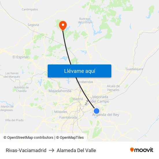 Rivas-Vaciamadrid to Alameda Del Valle map