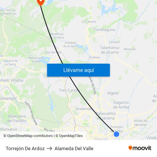 Torrejón De Ardoz to Alameda Del Valle map