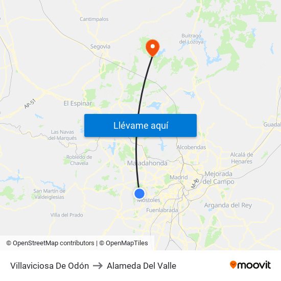 Villaviciosa De Odón to Alameda Del Valle map
