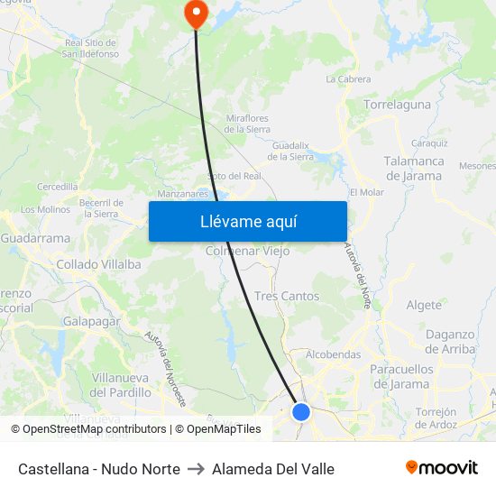 Castellana - Nudo Norte to Alameda Del Valle map