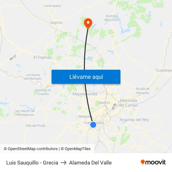 Luis Sauquillo - Grecia to Alameda Del Valle map