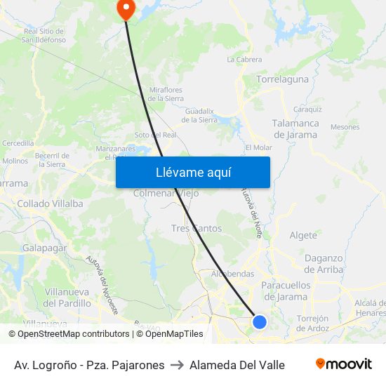 Av. Logroño - Pza. Pajarones to Alameda Del Valle map