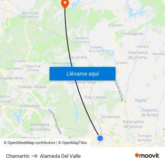 Chamartín to Alameda Del Valle map