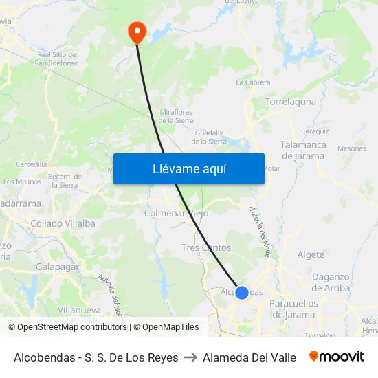 Alcobendas - S. S. De Los Reyes to Alameda Del Valle map