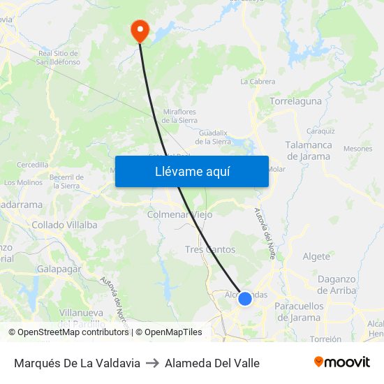Marqués De La Valdavia to Alameda Del Valle map