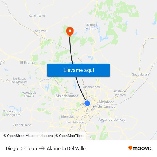 Diego De León to Alameda Del Valle map