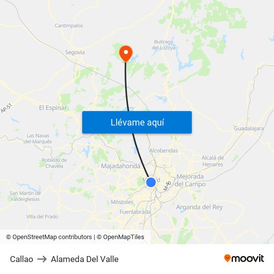 Callao to Alameda Del Valle map