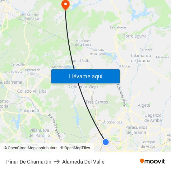 Pinar De Chamartín to Alameda Del Valle map