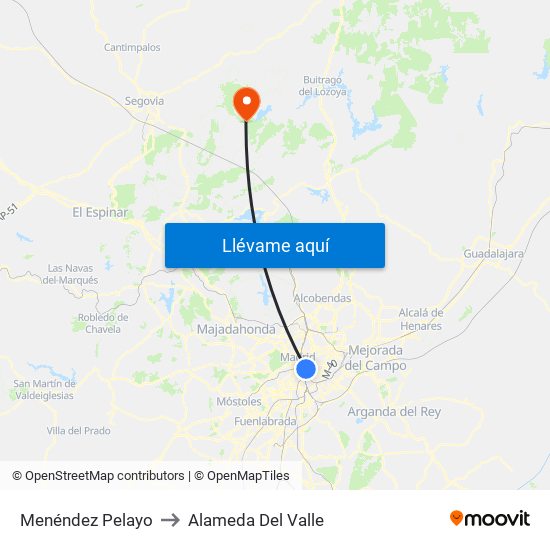 Menéndez Pelayo to Alameda Del Valle map