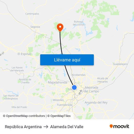 República Argentina to Alameda Del Valle map