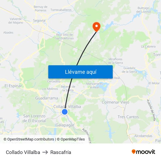 Collado Villalba to Rascafría map