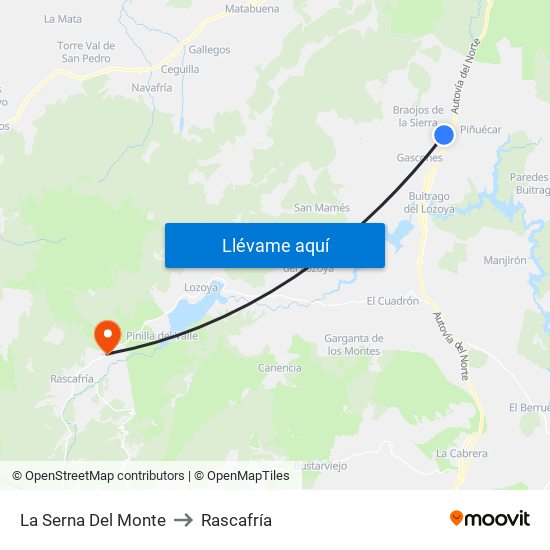 La Serna Del Monte to Rascafría map