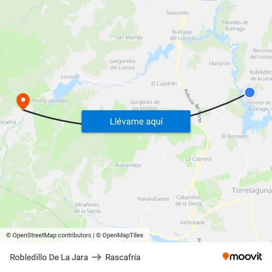 Robledillo De La Jara to Rascafría map