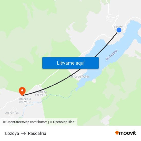 Lozoya to Rascafría map