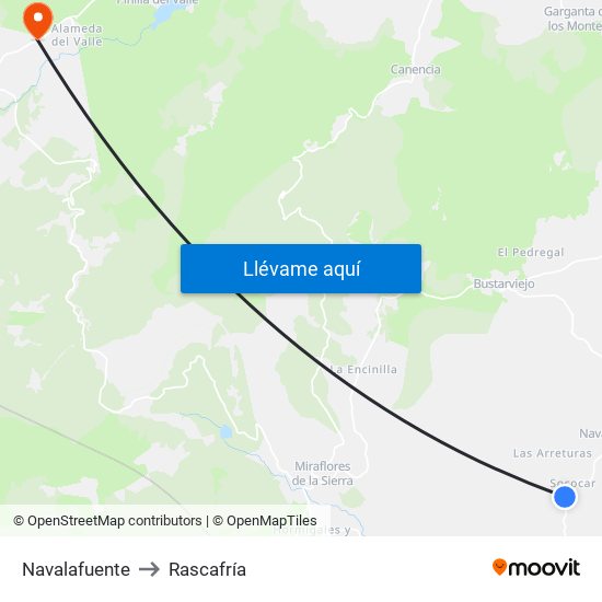 Navalafuente to Rascafría map