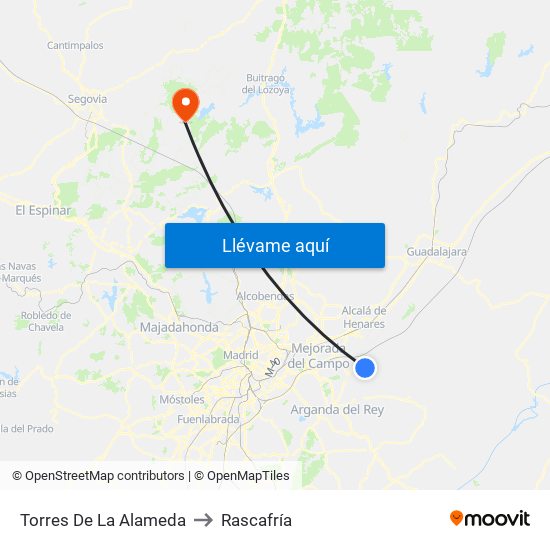 Torres De La Alameda to Rascafría map