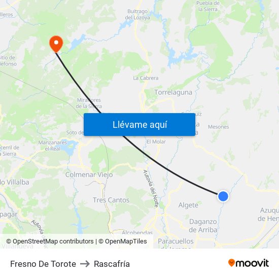 Fresno De Torote to Rascafría map