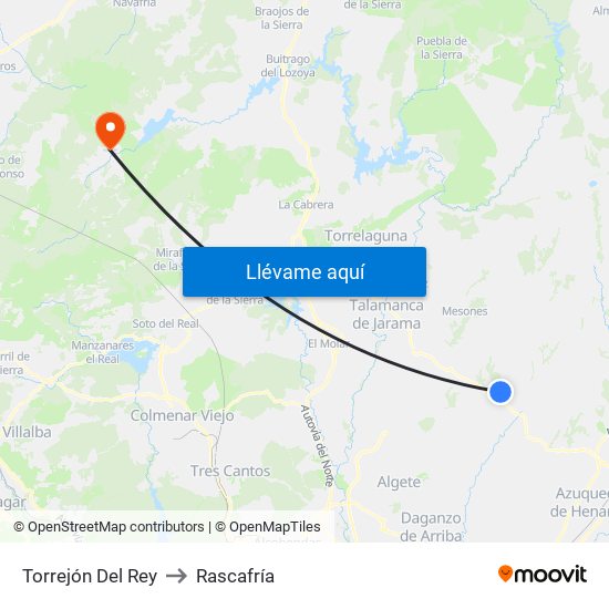 Torrejón Del Rey to Rascafría map