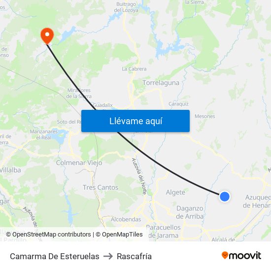 Camarma De Esteruelas to Rascafría map
