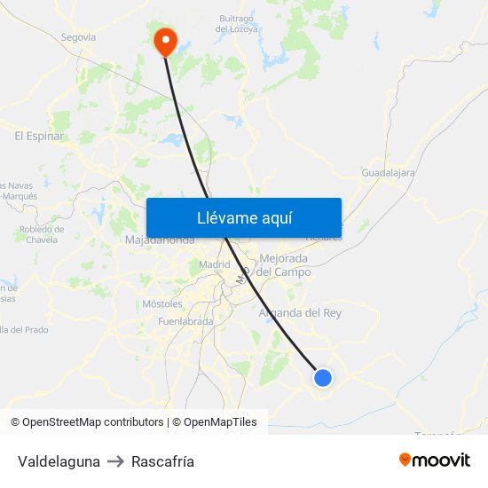 Valdelaguna to Rascafría map