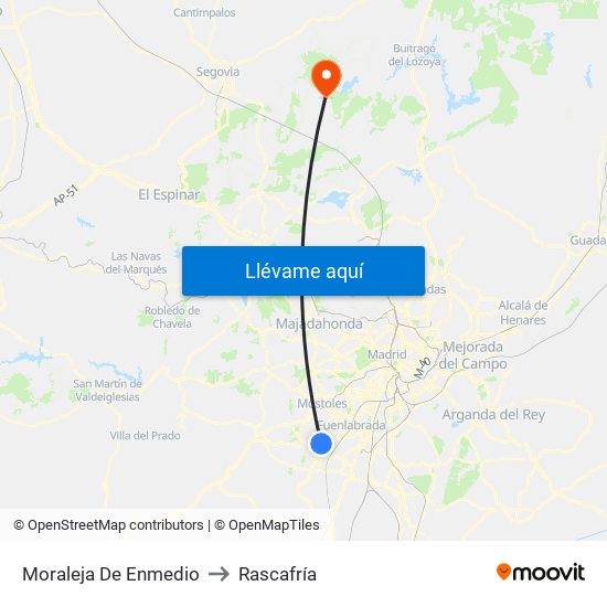 Moraleja De Enmedio to Rascafría map