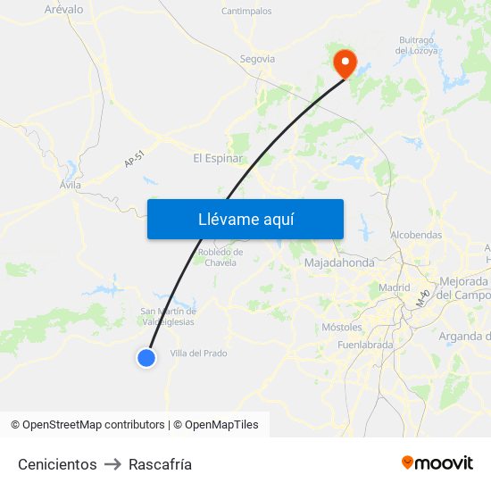 Cenicientos to Rascafría map