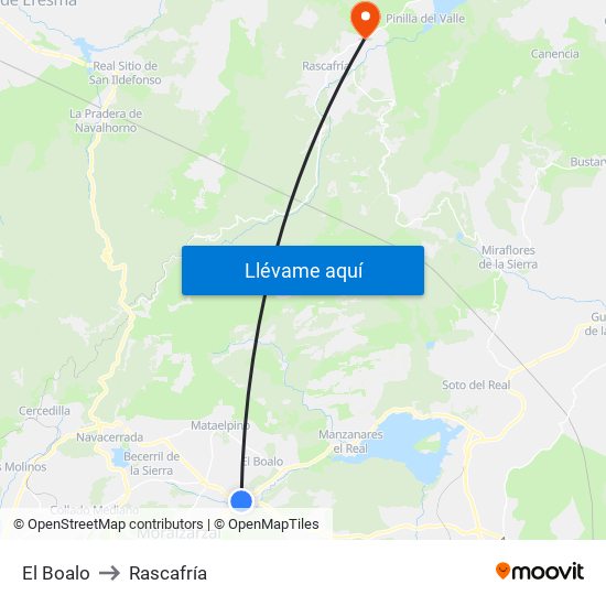 El Boalo to Rascafría map