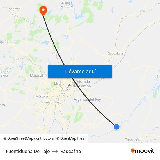 Fuentidueña De Tajo to Rascafría map