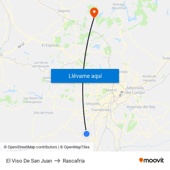 El Viso De San Juan to Rascafría map