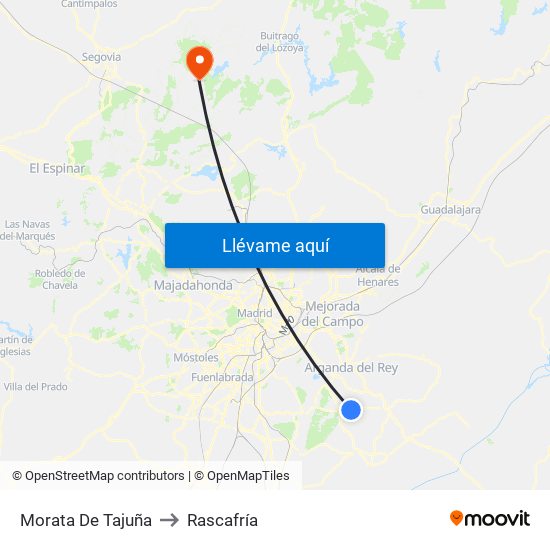 Morata De Tajuña to Rascafría map
