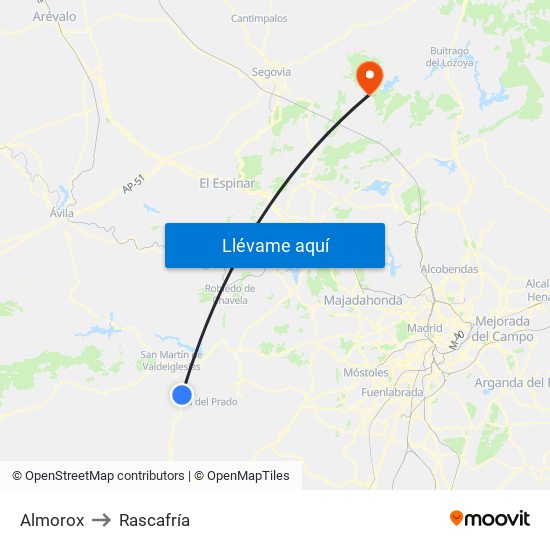 Almorox to Rascafría map